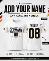 T-shirt football personnalisé aperçu 5: Appuyé contre une étagère