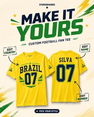 Personalized Football Fan Tee προεπισκόπηση 3: Εκτύπωση + λεπτομέρεια μελανιού