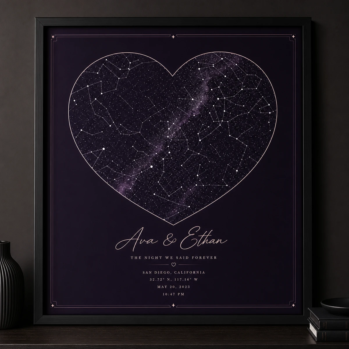 Mapa estelar personalizado preview 6: Apoyado en un estante